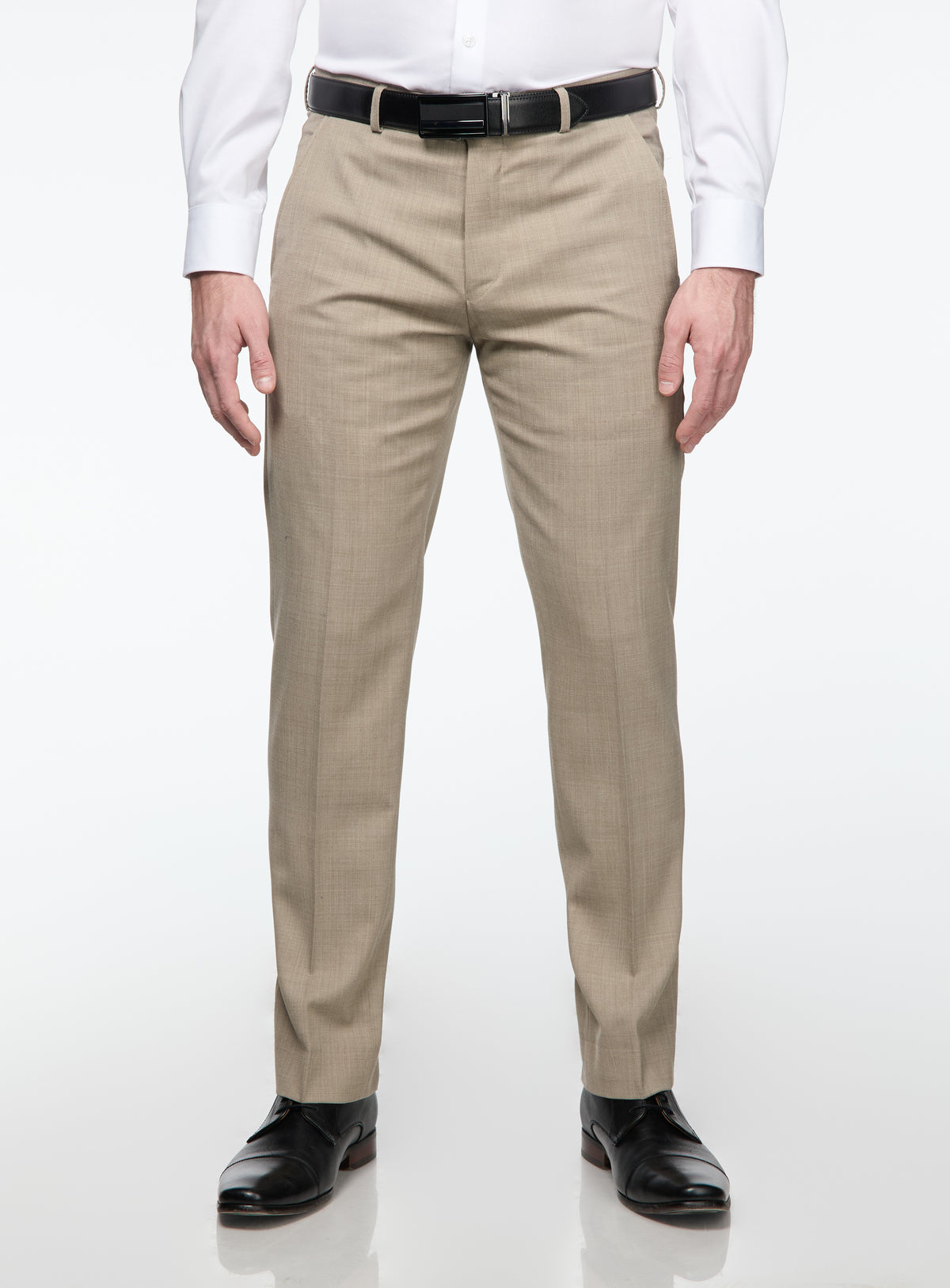 Pantalon Habillé Homme George - Taille 34 X 32, Couleur Taupe/Marron - Style à Pli, Neuf Avec Défauts