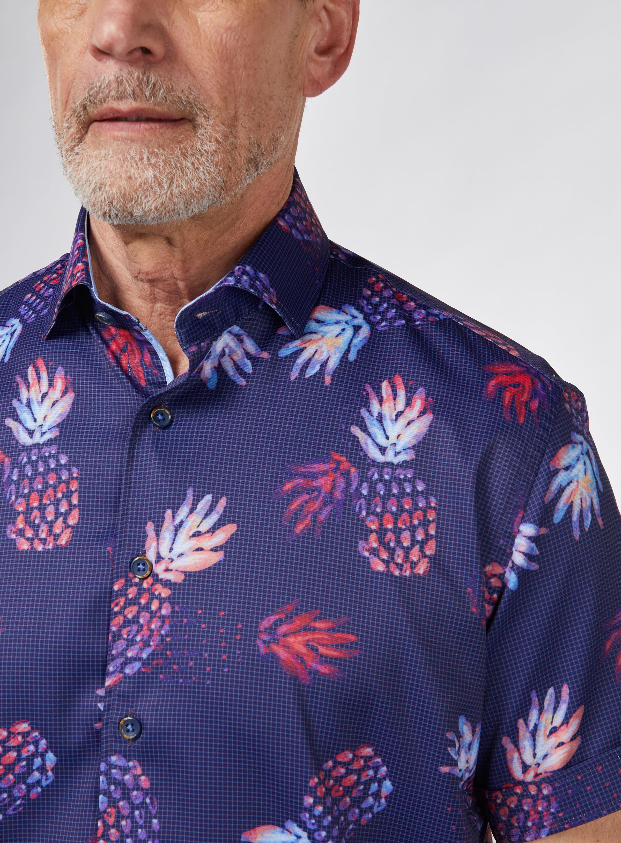 Pineapple Print Stretch Shirt