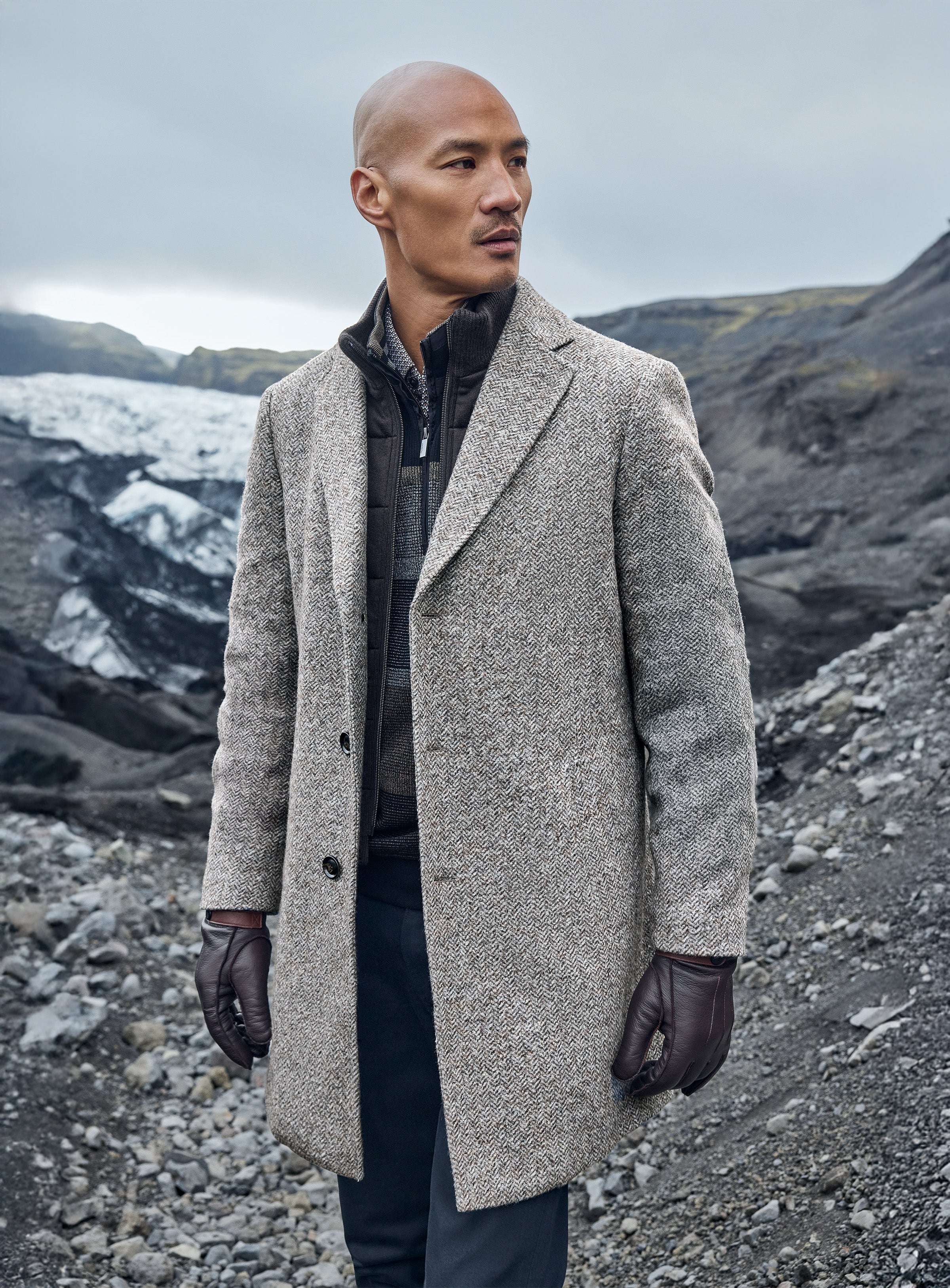 Herringbone Knit Overcoat for men - Anthony of London Luxury