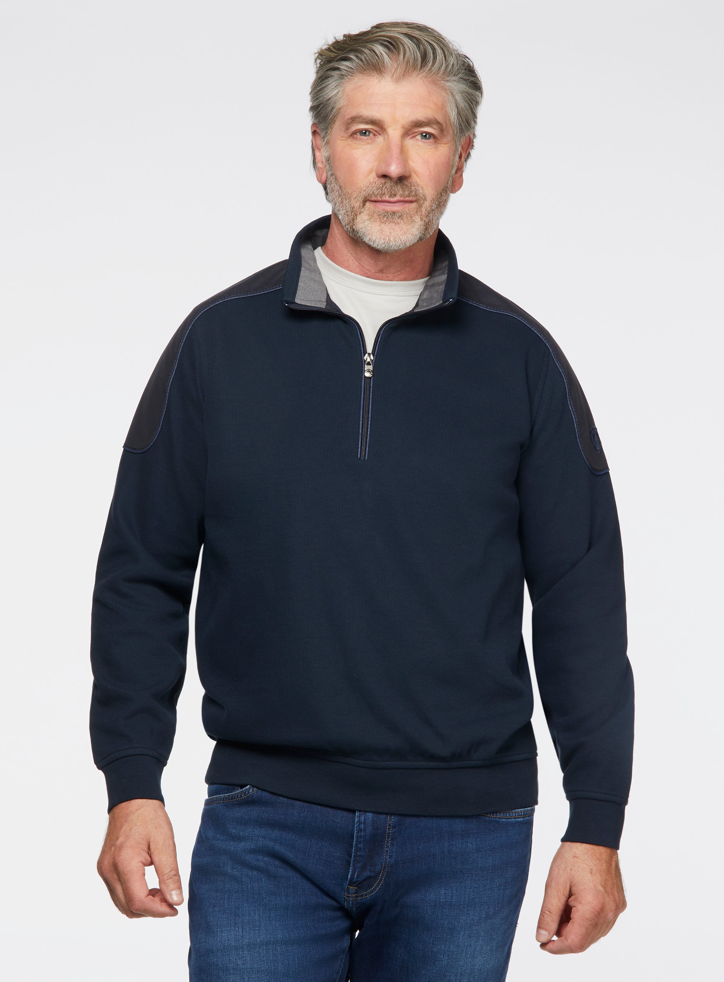 Navy Stand Up Collar Sweater for men - Campione