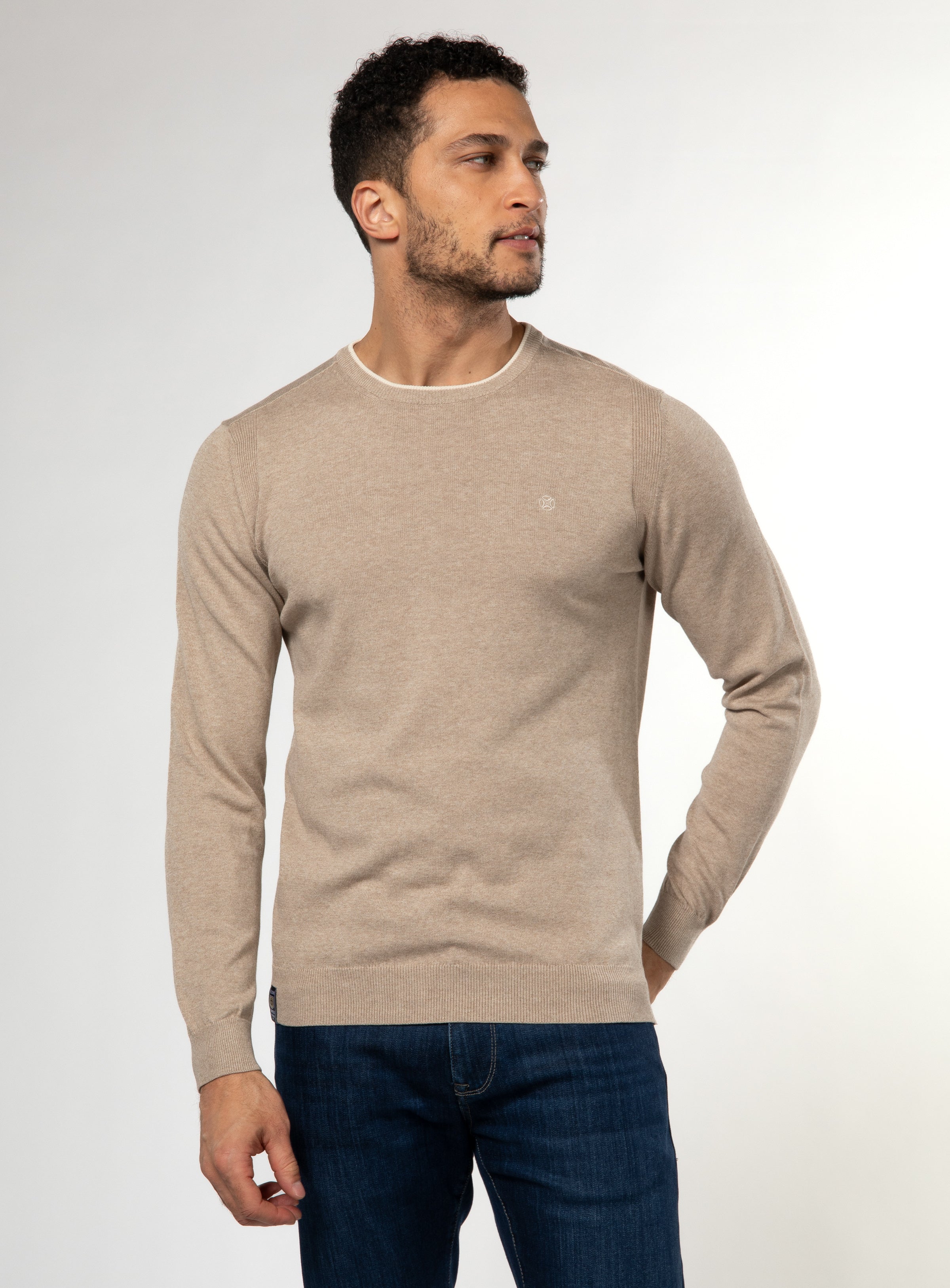 Contrasted Details Crew Neck Sweater