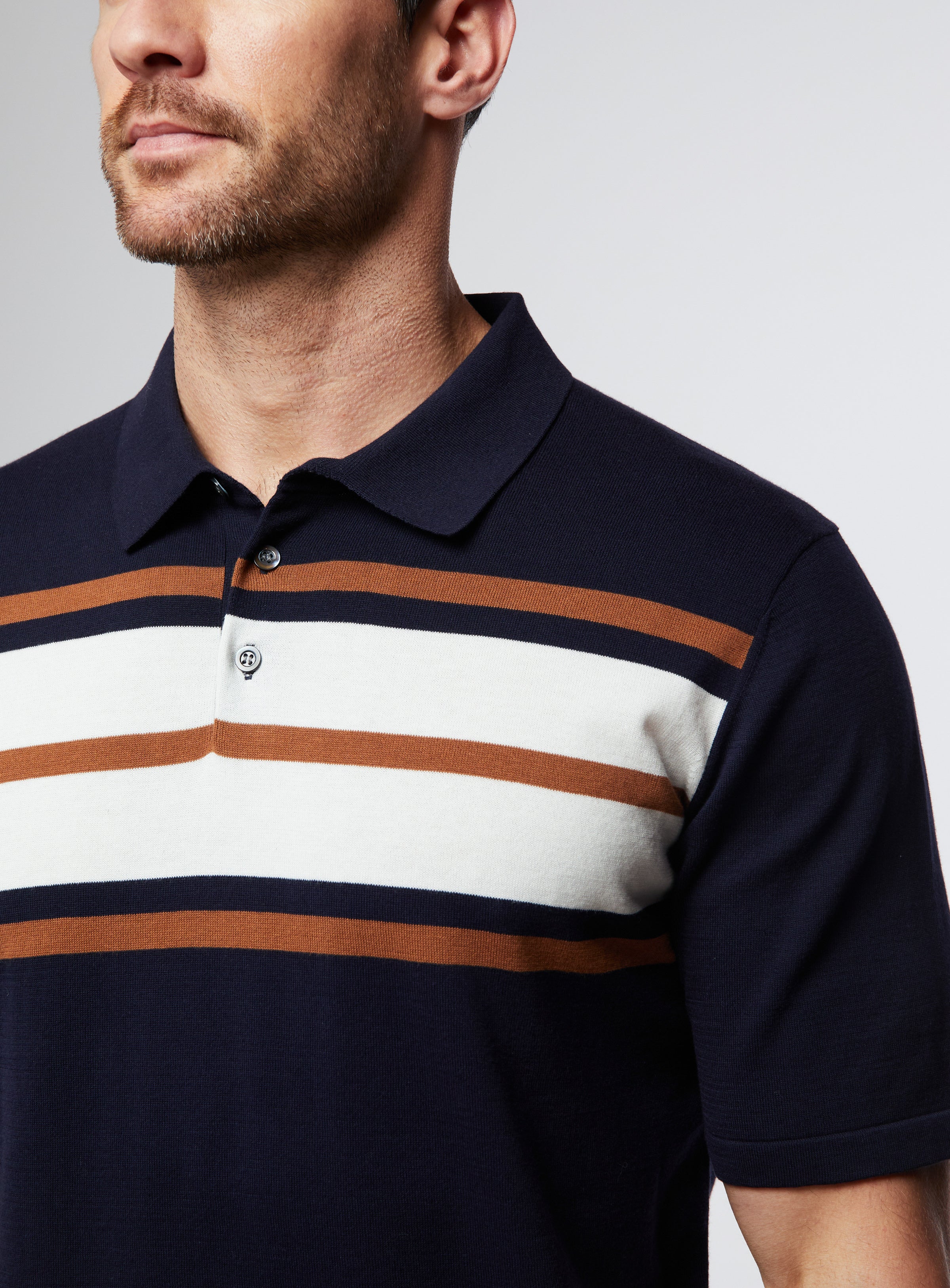 Color Block Navy Polo for men - Anthony of London