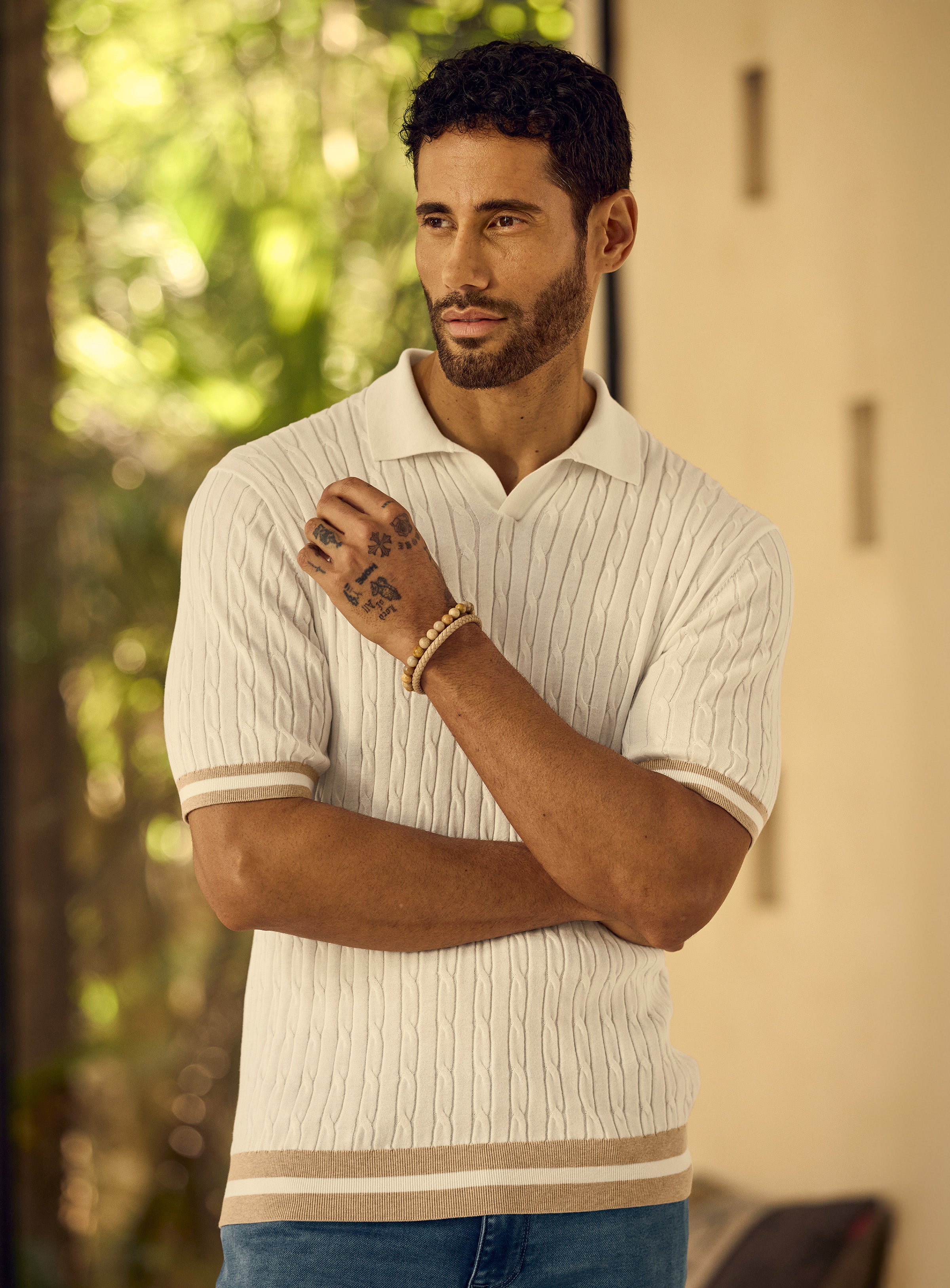 Polo en tricot torsadé pour homme - Anthony of London