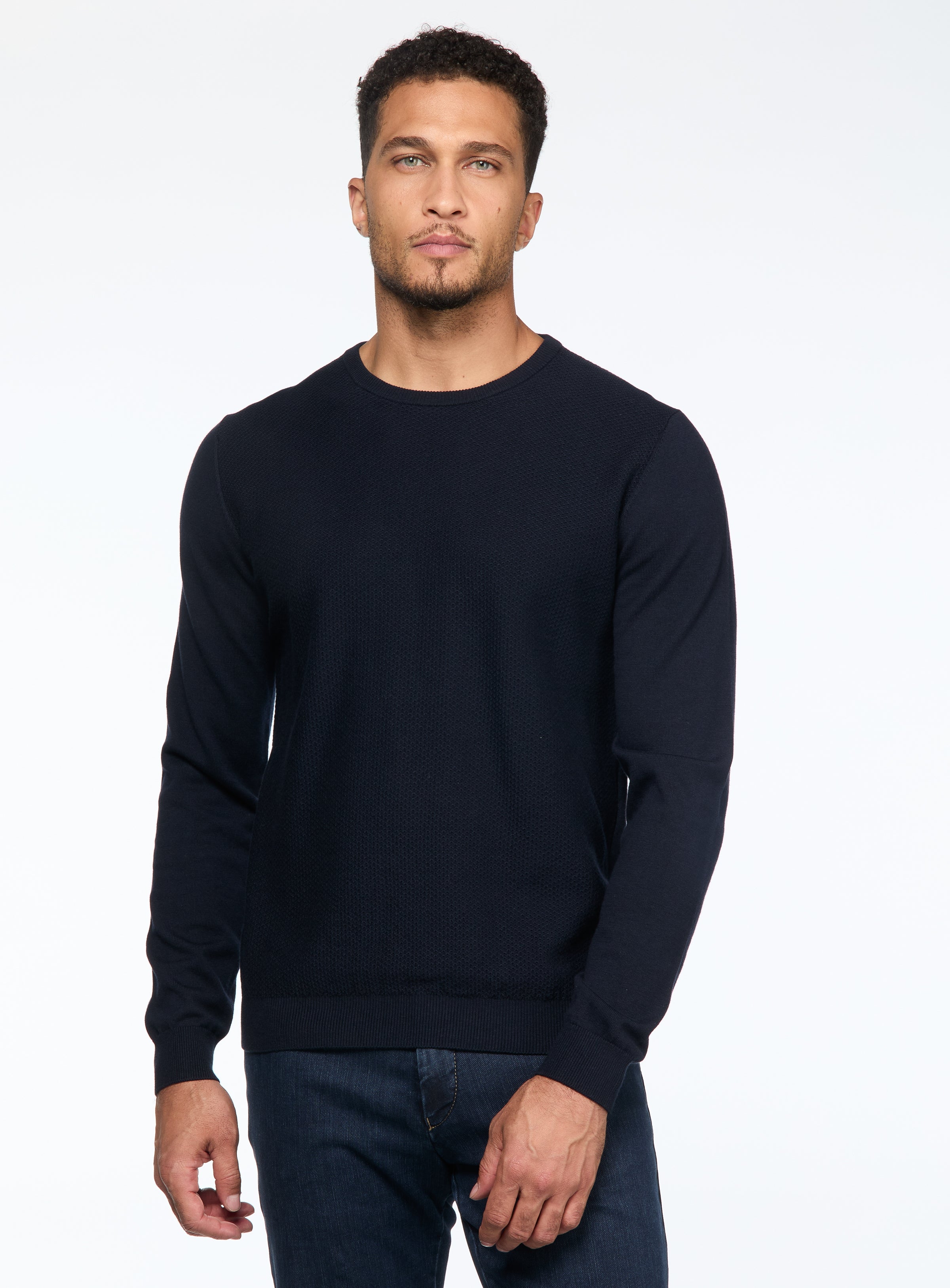 Textured Knit Crew Neck Sweater for men - Anthony of London
