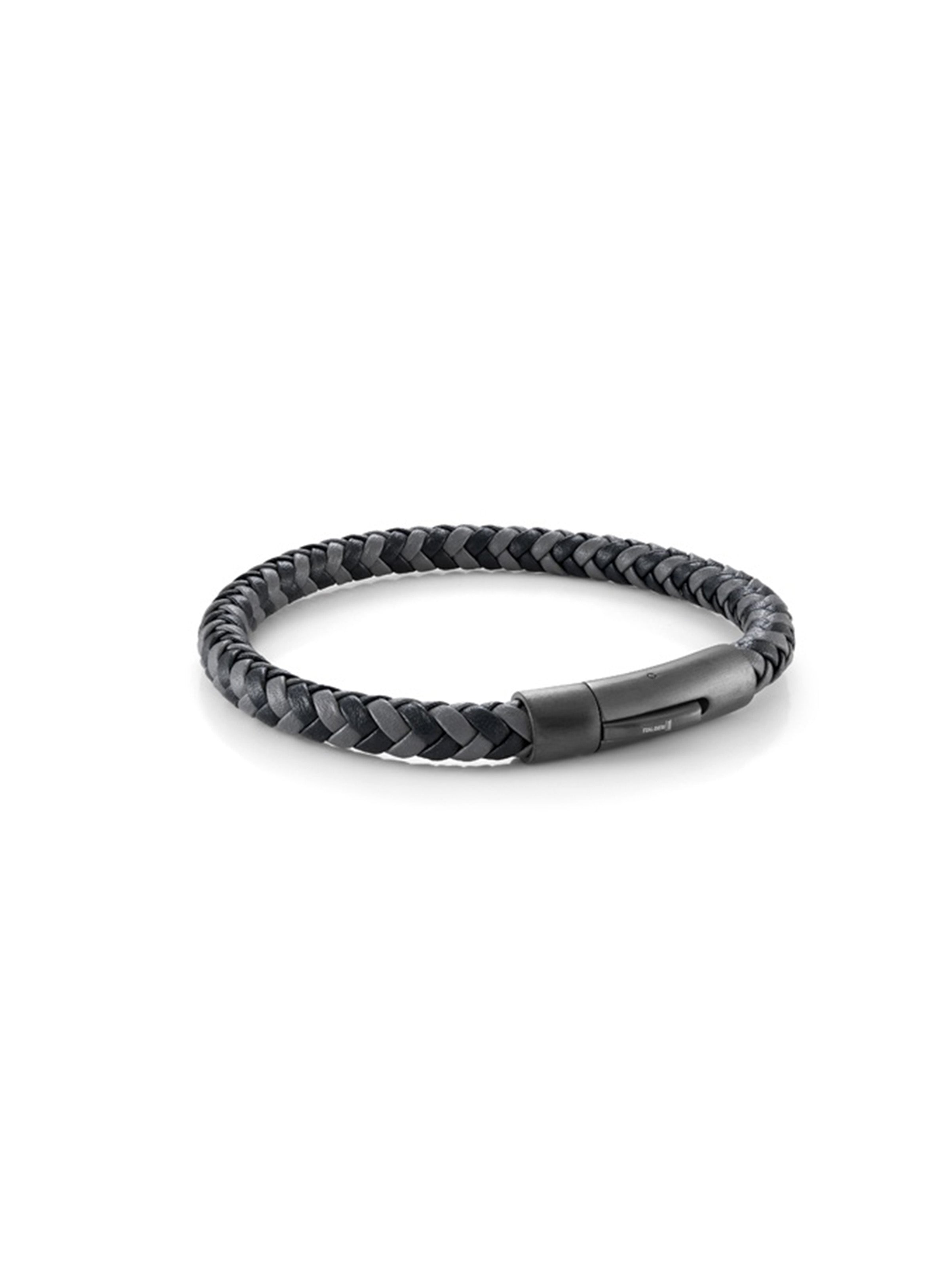 Grey and Navy Braided Leather Bracelet for men - Italgem