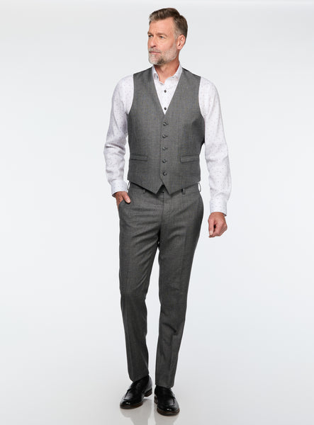 Brushed Charcoal Wool Vest for men - Orvieto
