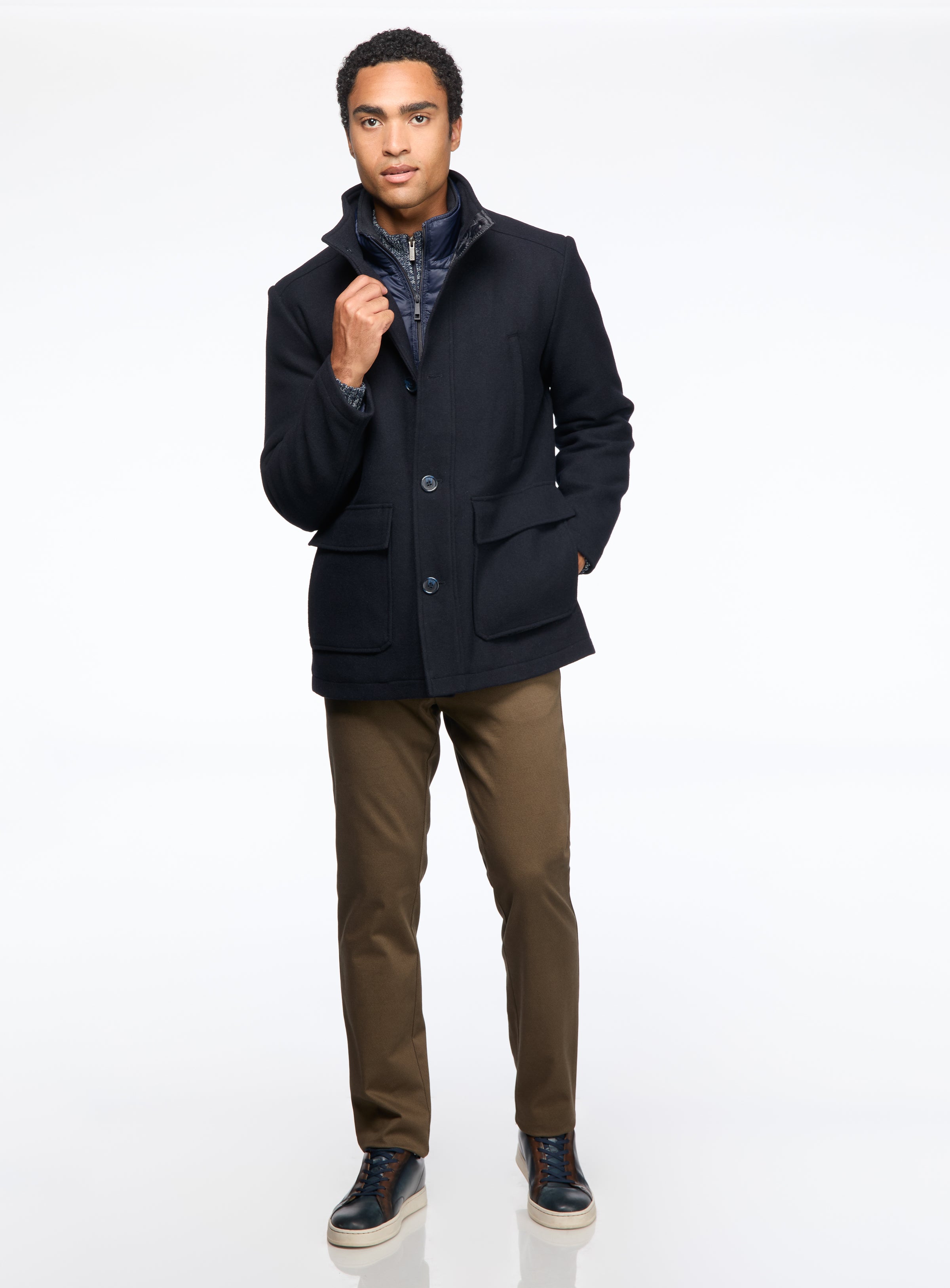 Solid Wool Coat for men - Marco Ferrera