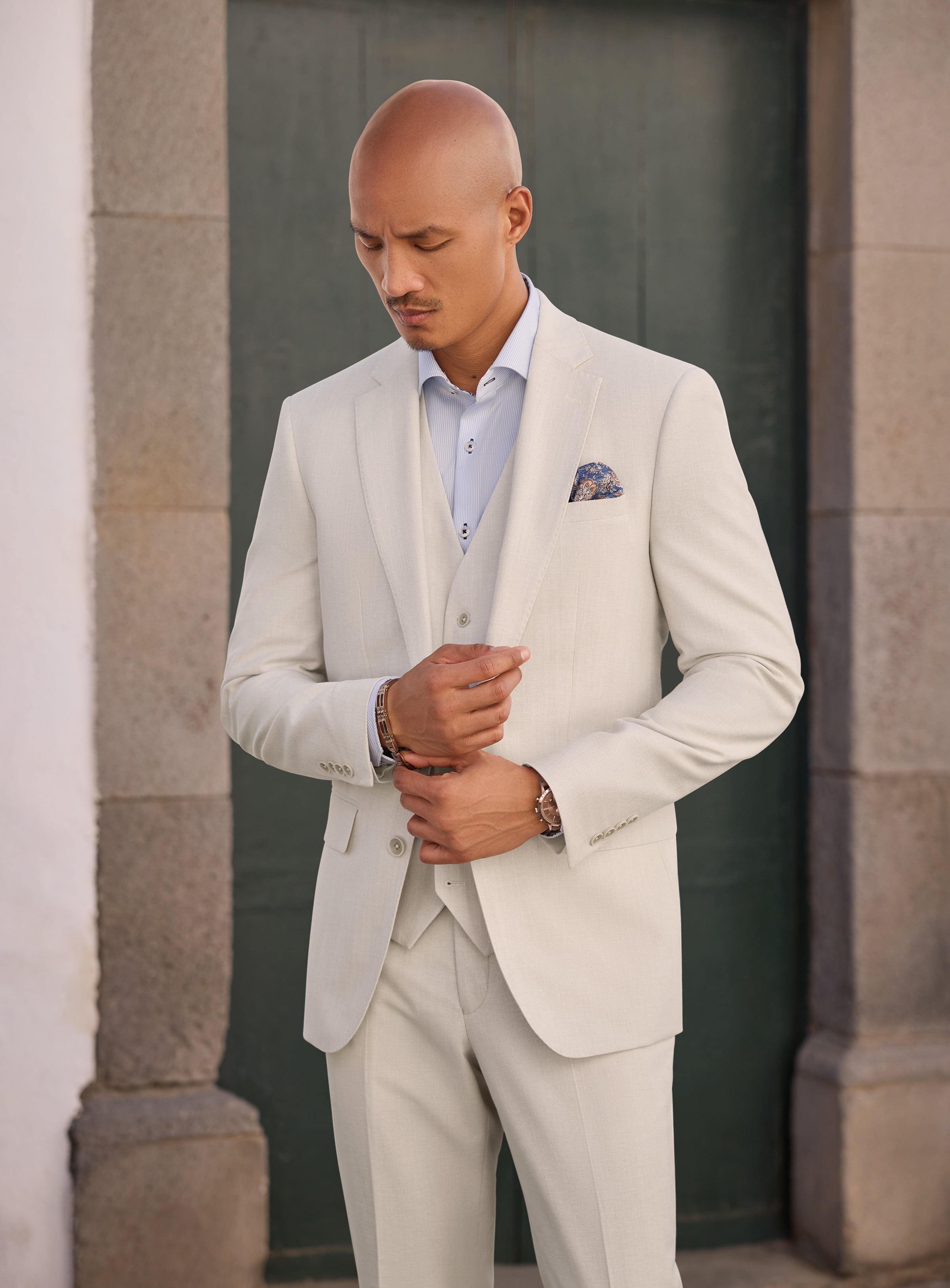 Linen Effect Beige Suit for men Orvieto - Main Image