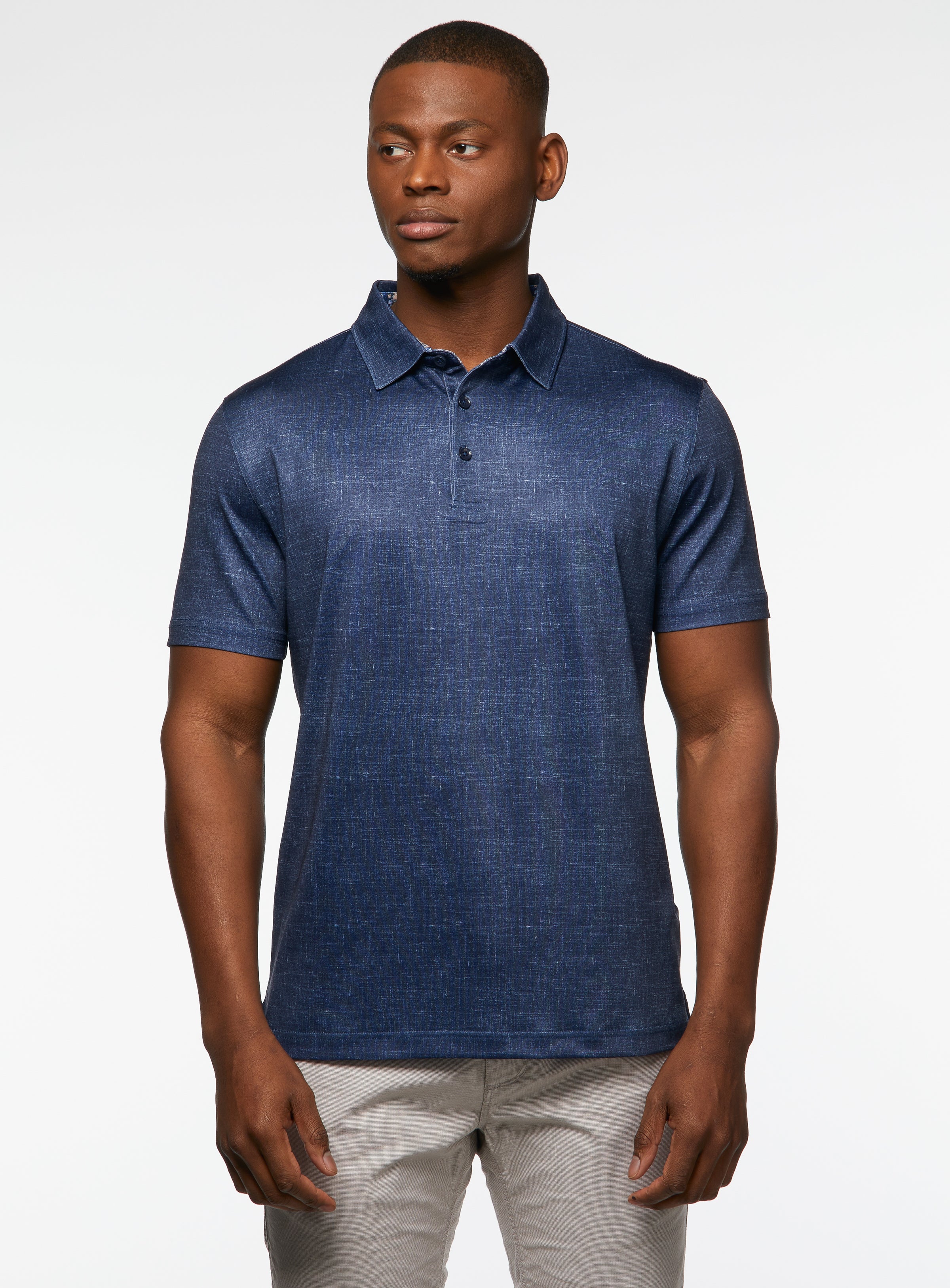 Navy Crosshatch Performance Polo for men Orvieto - Main Image